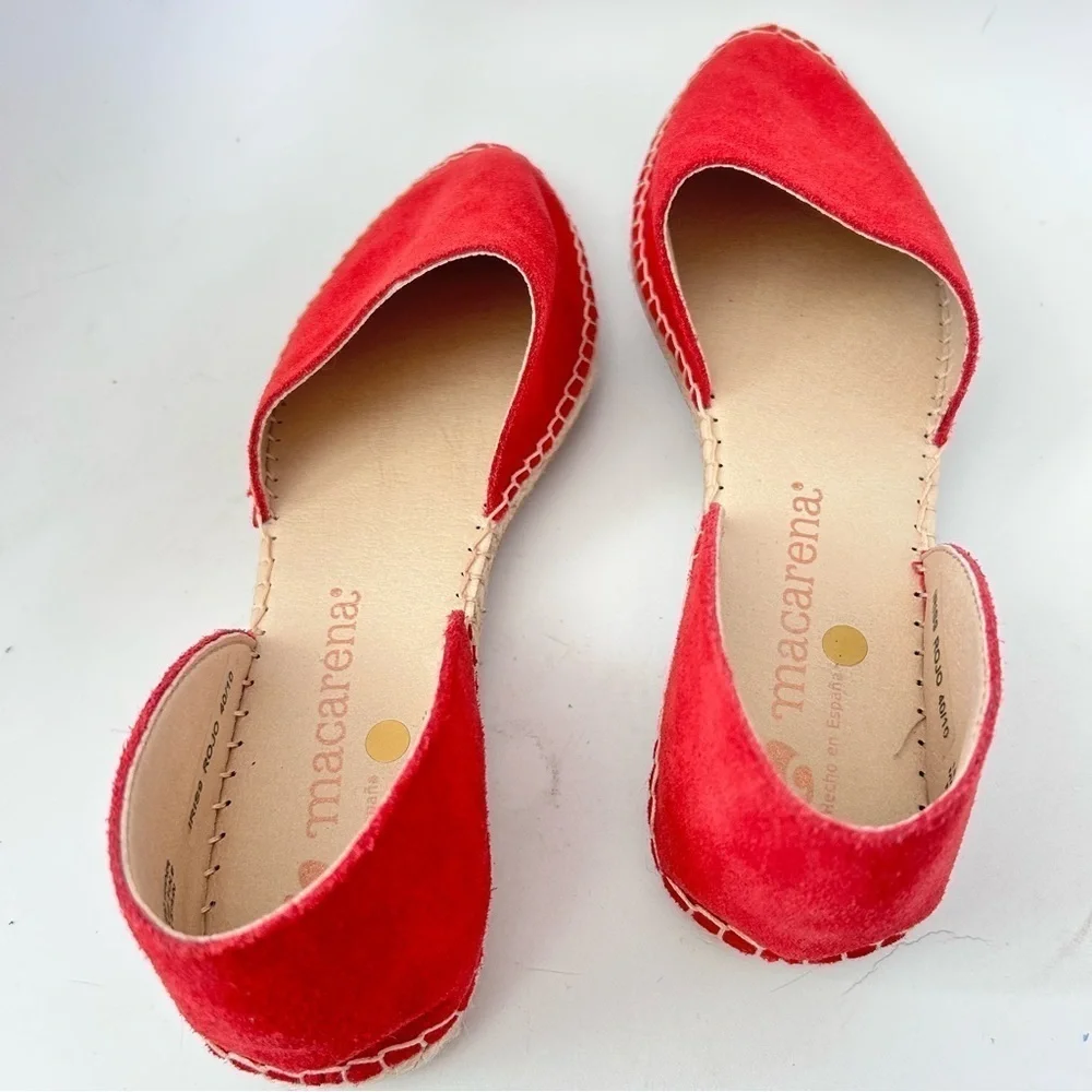 MACARENA Spain Carmen Red Suede Espadrille Flat Size 40 us 9.5 NWOB